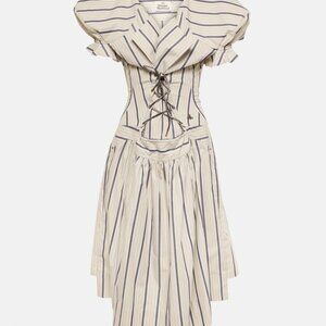 Vivienne Westwood Kate striped cotton midi dress SIZE 46